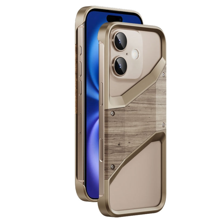 Aluminum Alloy Solid Wood Frameless Hollow Metal Phone Case, For iPhone 16 Pro Max, For iPhone 16 Pro, For iPhone 16, For iPhone 15 Pro Max, For iPhone 15 Pro, For iPhone 15