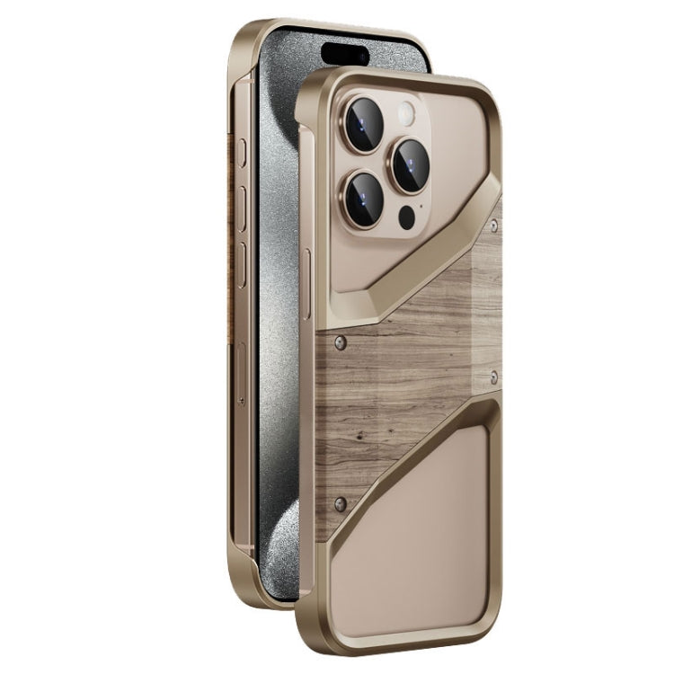 Aluminum Alloy Solid Wood Frameless Hollow Metal Phone Case, For iPhone 16 Pro Max, For iPhone 16 Pro, For iPhone 16, For iPhone 15 Pro Max, For iPhone 15 Pro, For iPhone 15