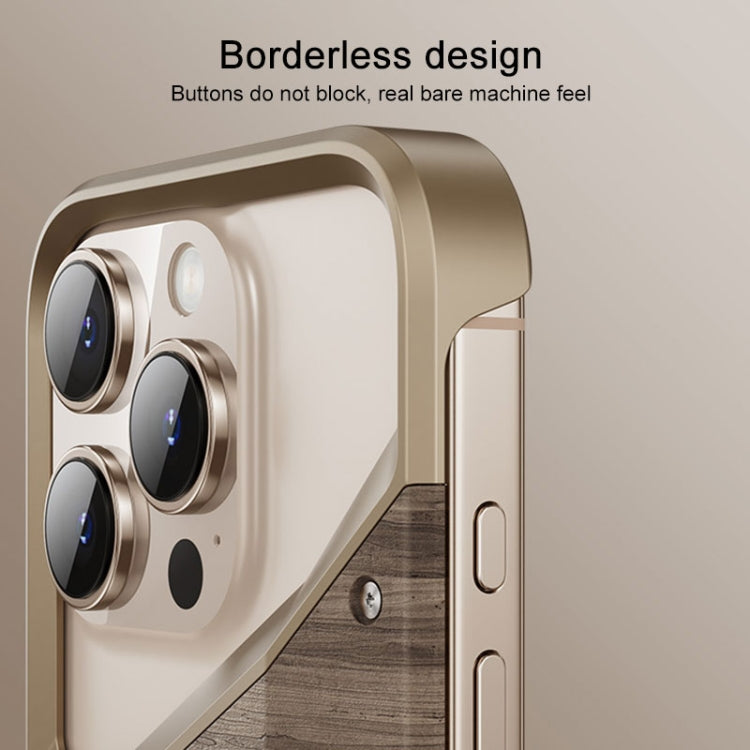 Aluminum Alloy Solid Wood Frameless Hollow Metal Phone Case, For iPhone 16 Pro Max, For iPhone 16 Pro, For iPhone 16, For iPhone 15 Pro Max, For iPhone 15 Pro, For iPhone 15