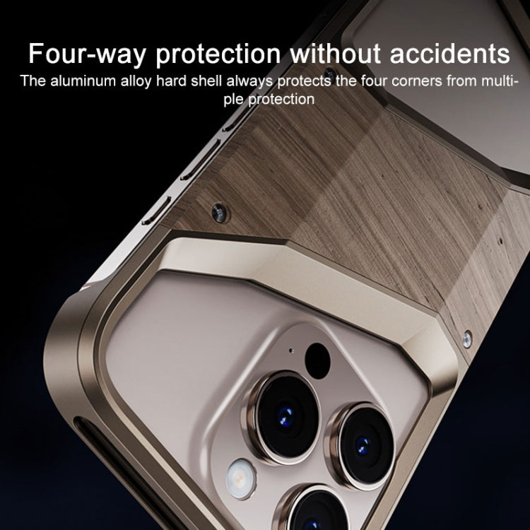 Aluminum Alloy Solid Wood Frameless Hollow Metal Phone Case, For iPhone 16 Pro Max, For iPhone 16 Pro, For iPhone 16, For iPhone 15 Pro Max, For iPhone 15 Pro, For iPhone 15