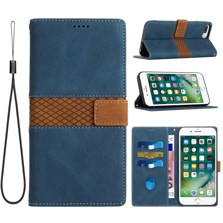 Grid Stitching Leather Phone Case with Lanyard, For iPhone XS / X, For iPhone XR, For iPhone XS Max, For iPhone 8 Plus / 7 Plus