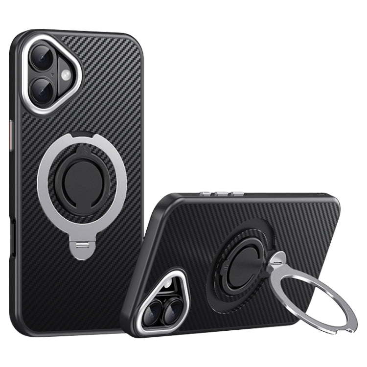 Carbon Fiber MagSafe Phone Case with 360 Degree Rotating Holder, For iPhone 16 Pro Max, For iPhone 16 Pro, For iPhone 16 Plus, For iPhone 16, For iPhone 15 Pro Max, For iPhone 15 Pro