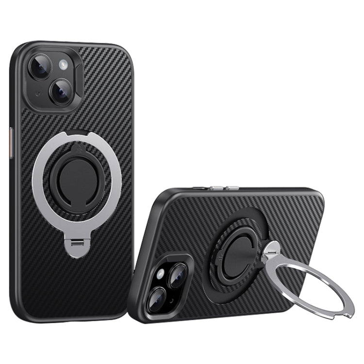 Carbon Fiber MagSafe Phone Case with 360 Degree Rotating Holder, For iPhone 15 Plus / 14 Plus, For iPhone 15, For iPhone 14 / 13, For iPhone 14 Pro, For iPhone 14 Pro Max, For iPhone 13 Pro Max