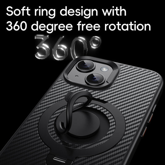 Carbon Fiber MagSafe Phone Case with 360 Degree Rotating Holder, For iPhone 15 Plus / 14 Plus, For iPhone 15, For iPhone 14 / 13, For iPhone 14 Pro, For iPhone 14 Pro Max, For iPhone 13 Pro Max