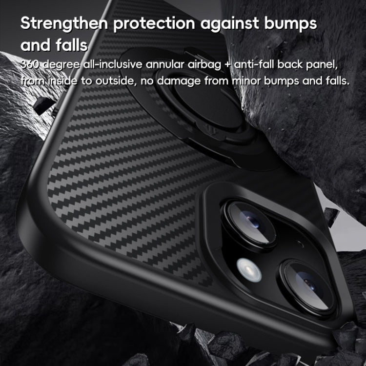 Carbon Fiber MagSafe Phone Case with 360 Degree Rotating Holder, For iPhone 15 Plus / 14 Plus, For iPhone 15, For iPhone 14 / 13, For iPhone 14 Pro, For iPhone 14 Pro Max, For iPhone 13 Pro Max