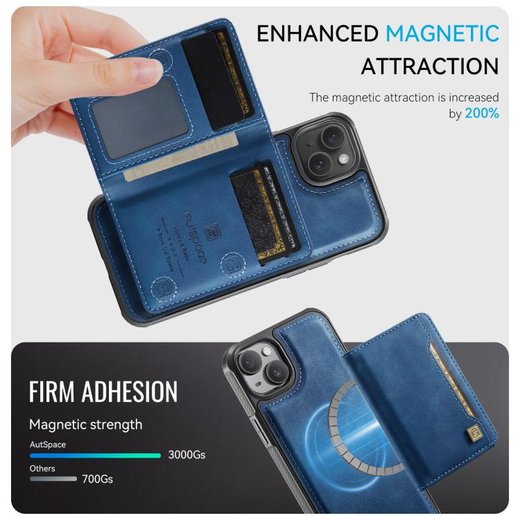 AutSpace A13 MagSafe Magnetic RFID Flip Card Bag Phone Case, For iPhone 14 Plus, For iPhone 14, For iPhone 14 Pro, For iPhone 14 Pro Max, For iPhone 13 Pro Max, For iPhone 13 Pro