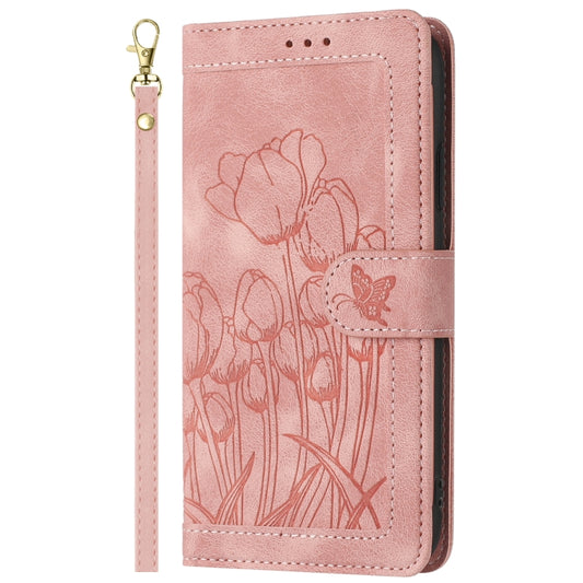 Tulips Embossed Leather Phone Case with Lanyard, For iPhone XR, For iPhone XS Max, For iPhone 8 Plus / 7 Plus