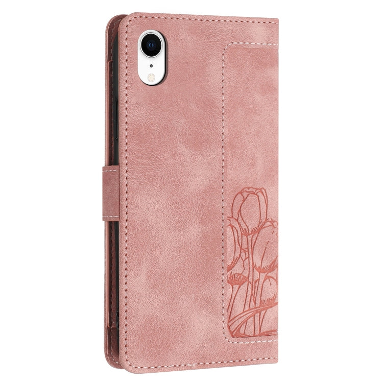 Tulips Embossed Leather Phone Case with Lanyard, For iPhone XR, For iPhone XS Max, For iPhone 8 Plus / 7 Plus