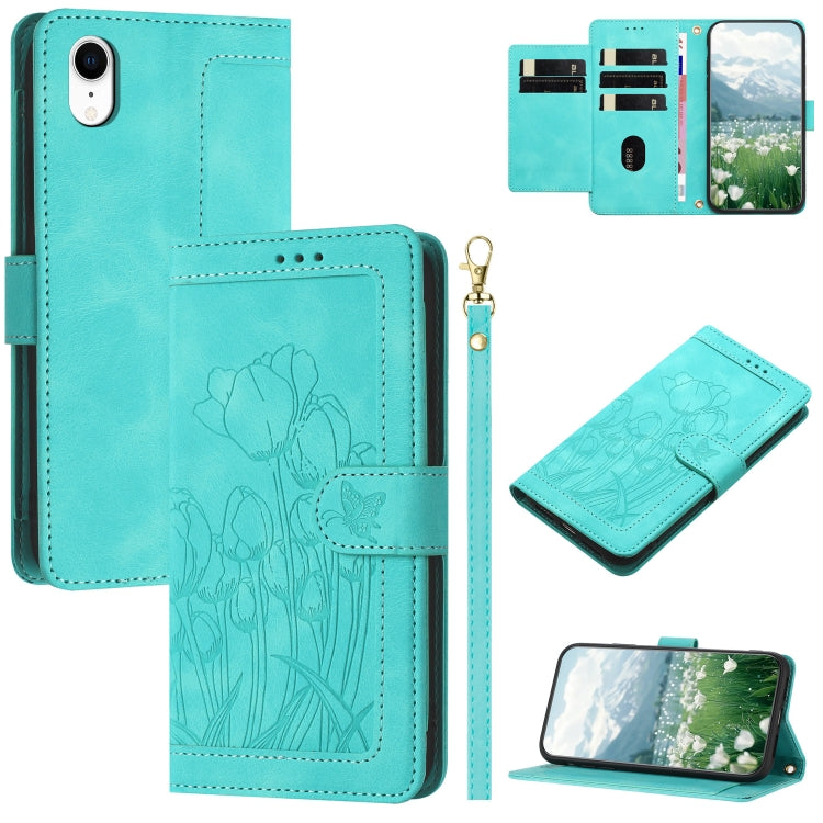 Tulips Embossed Leather Phone Case with Lanyard, For iPhone XR, For iPhone XS Max, For iPhone 8 Plus / 7 Plus