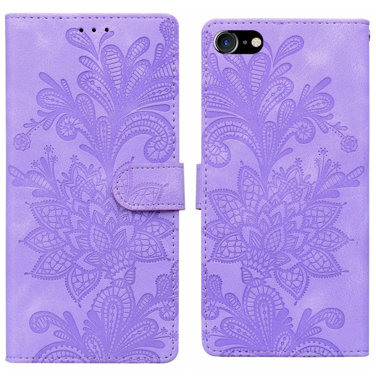 Lace Floral Embossed Magnetic Buckle PU Phone Case With Wrist Strap, For iPhone 14 Plus / 15 Plus, For iPhone 15, For iPhone 13 / 14, For iPhone 14 Pro, For iPhone 14 Pro Max, For iPhone 6 / 7 / SE 2022