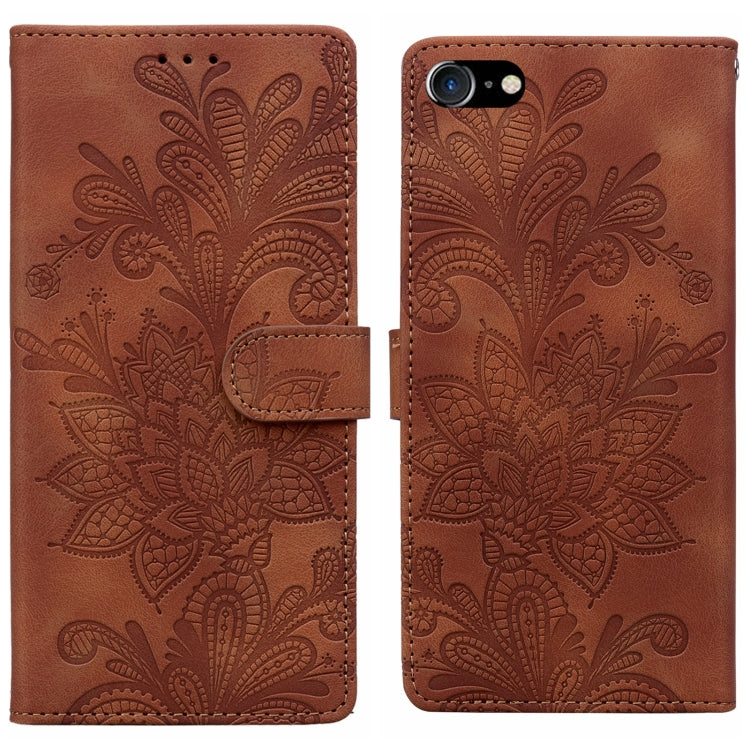 Lace Floral Embossed Magnetic Buckle PU Phone Case With Wrist Strap, For iPhone 14 Plus / 15 Plus, For iPhone 15, For iPhone 13 / 14, For iPhone 14 Pro, For iPhone 14 Pro Max, For iPhone 6 / 7 / SE 2022