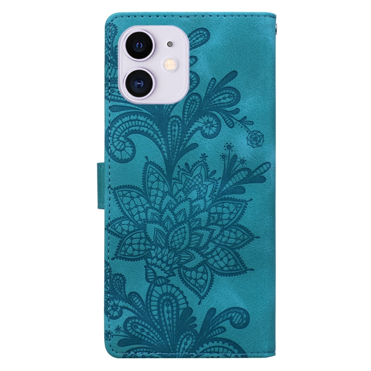 Lace Floral Embossed Magnetic Buckle PU Phone Case With Wrist Strap, For iPhone 11, For iPhone 11 Pro, For iPhone X / XS, For iPhone XR, For iPhone XS Max, For iPhone 6 Plus / 7 Plus / 8 Plus