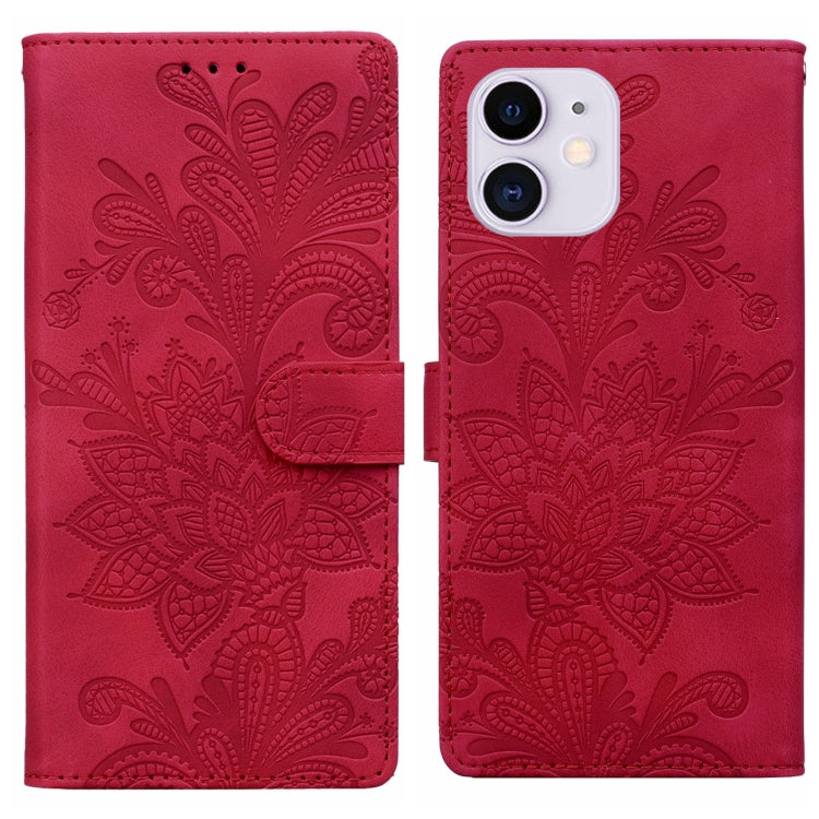 Lace Floral Embossed Magnetic Buckle PU Phone Case With Wrist Strap, For iPhone 11, For iPhone 11 Pro, For iPhone X / XS, For iPhone XR, For iPhone XS Max, For iPhone 6 Plus / 7 Plus / 8 Plus