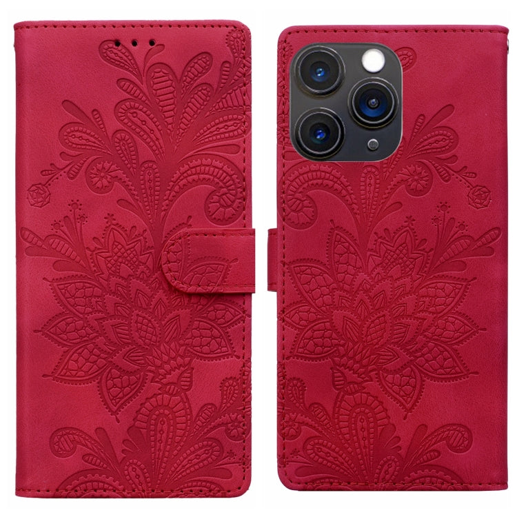 Lace Floral Embossed Magnetic Buckle PU Phone Case With Wrist Strap, For iPhone 12 Pro Max / 13 Pro Max, For iPhone 13 Pro, For iPhone 12 mini / 13 mini, For iPhone 12, For iPhone 12 Pro, For iPhone 11 Pro Max