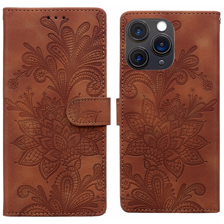 Lace Floral Embossed Magnetic Buckle PU Phone Case With Wrist Strap, For iPhone 12 Pro Max / 13 Pro Max, For iPhone 13 Pro, For iPhone 12 mini / 13 mini, For iPhone 12, For iPhone 12 Pro, For iPhone 11 Pro Max