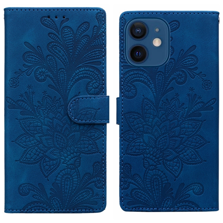 Lace Floral Embossed Magnetic Buckle PU Phone Case With Wrist Strap, For iPhone 12 Pro Max / 13 Pro Max, For iPhone 13 Pro, For iPhone 12 mini / 13 mini, For iPhone 12, For iPhone 12 Pro, For iPhone 11 Pro Max