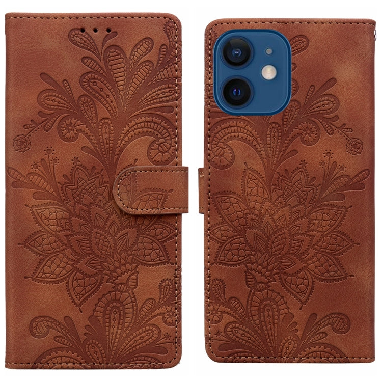 Lace Floral Embossed Magnetic Buckle PU Phone Case With Wrist Strap, For iPhone 12 Pro Max / 13 Pro Max, For iPhone 13 Pro, For iPhone 12 mini / 13 mini, For iPhone 12, For iPhone 12 Pro, For iPhone 11 Pro Max