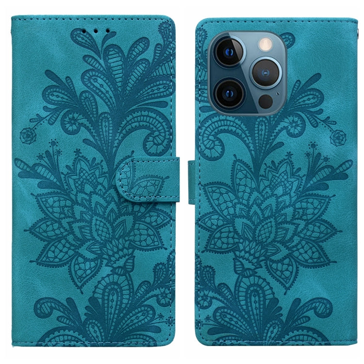 Lace Floral Embossed Magnetic Buckle PU Phone Case With Wrist Strap, For iPhone 12 Pro Max / 13 Pro Max, For iPhone 13 Pro, For iPhone 12 mini / 13 mini, For iPhone 12, For iPhone 12 Pro, For iPhone 11 Pro Max