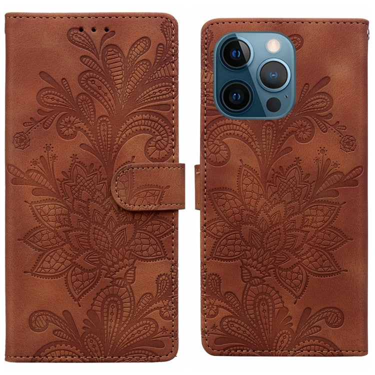 Lace Floral Embossed Magnetic Buckle PU Phone Case With Wrist Strap, For iPhone 12 Pro Max / 13 Pro Max, For iPhone 13 Pro, For iPhone 12 mini / 13 mini, For iPhone 12, For iPhone 12 Pro, For iPhone 11 Pro Max