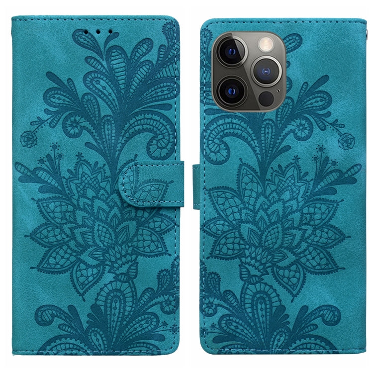 Lace Floral Embossed Magnetic Buckle PU Phone Case With Wrist Strap, For iPhone 12 Pro Max / 13 Pro Max, For iPhone 13 Pro, For iPhone 12 mini / 13 mini, For iPhone 12, For iPhone 12 Pro, For iPhone 11 Pro Max