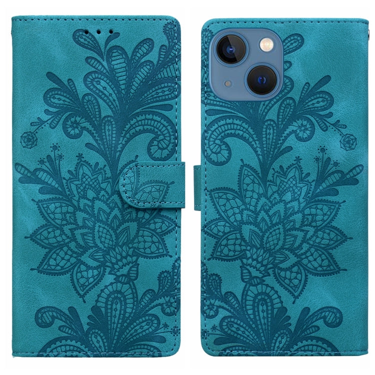 Lace Floral Embossed Magnetic Buckle PU Phone Case With Wrist Strap, For iPhone 14 Plus / 15 Plus, For iPhone 15, For iPhone 13 / 14, For iPhone 14 Pro, For iPhone 14 Pro Max, For iPhone 6 / 7 / SE 2022