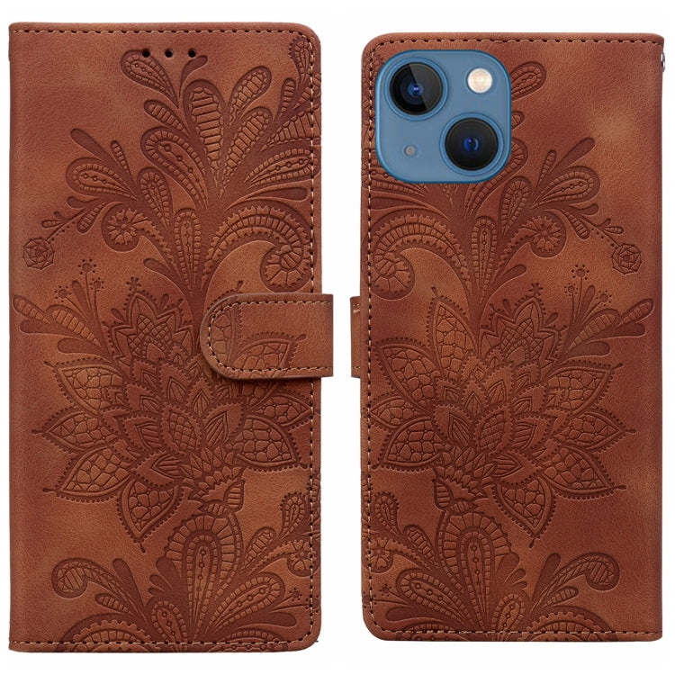 Lace Floral Embossed Magnetic Buckle PU Phone Case With Wrist Strap, For iPhone 14 Plus / 15 Plus, For iPhone 15, For iPhone 13 / 14, For iPhone 14 Pro, For iPhone 14 Pro Max, For iPhone 6 / 7 / SE 2022