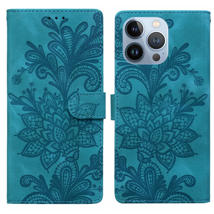 Lace Floral Embossed Magnetic Buckle PU Phone Case With Wrist Strap, For iPhone 12 Pro Max / 13 Pro Max, For iPhone 13 Pro, For iPhone 12 mini / 13 mini, For iPhone 12, For iPhone 12 Pro, For iPhone 11 Pro Max