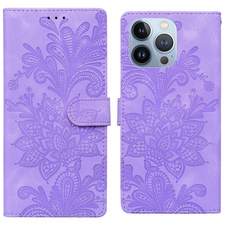 Lace Floral Embossed Magnetic Buckle PU Phone Case With Wrist Strap, For iPhone 12 Pro Max / 13 Pro Max, For iPhone 13 Pro, For iPhone 12 mini / 13 mini, For iPhone 12, For iPhone 12 Pro, For iPhone 11 Pro Max