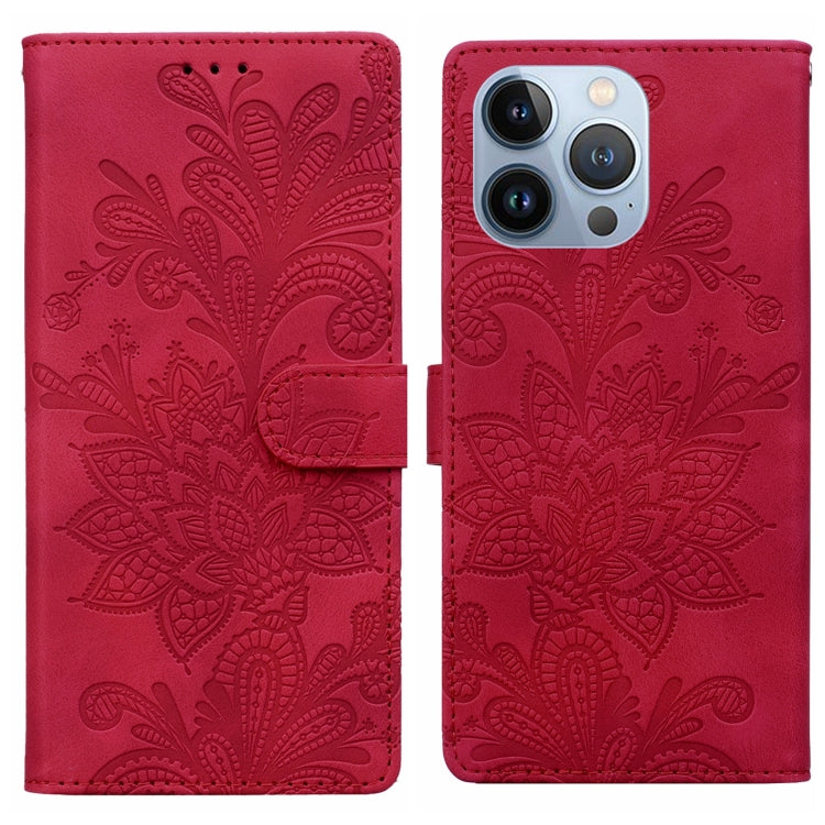 Lace Floral Embossed Magnetic Buckle PU Phone Case With Wrist Strap, For iPhone 12 Pro Max / 13 Pro Max, For iPhone 13 Pro, For iPhone 12 mini / 13 mini, For iPhone 12, For iPhone 12 Pro, For iPhone 11 Pro Max