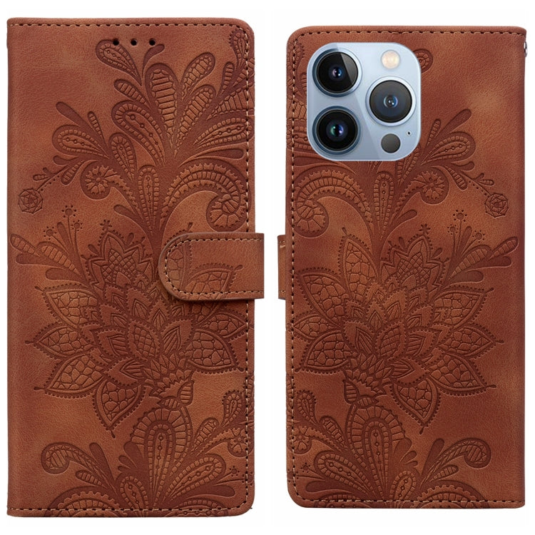 Lace Floral Embossed Magnetic Buckle PU Phone Case With Wrist Strap, For iPhone 12 Pro Max / 13 Pro Max, For iPhone 13 Pro, For iPhone 12 mini / 13 mini, For iPhone 12, For iPhone 12 Pro, For iPhone 11 Pro Max