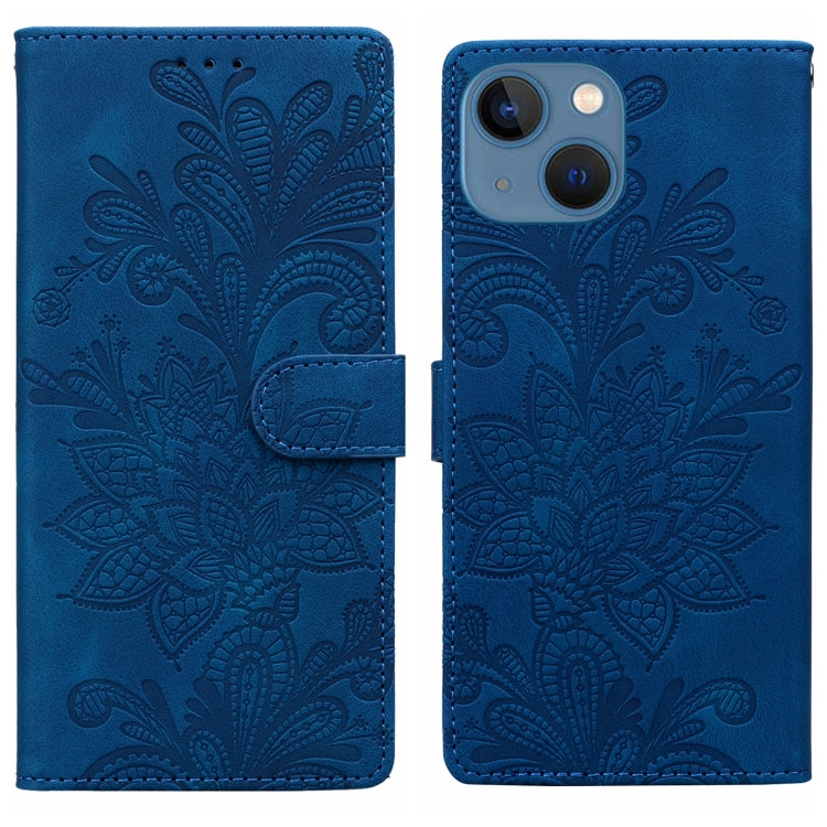 Lace Floral Embossed Magnetic Buckle PU Phone Case With Wrist Strap, For iPhone 14 Plus / 15 Plus, For iPhone 15, For iPhone 13 / 14, For iPhone 14 Pro, For iPhone 14 Pro Max, For iPhone 6 / 7 / SE 2022