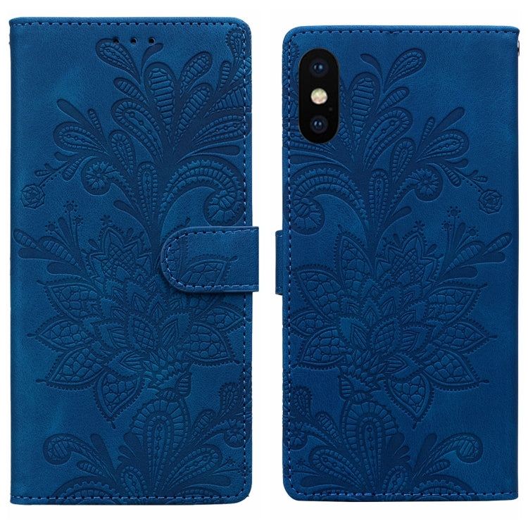 Lace Floral Embossed Magnetic Buckle PU Phone Case With Wrist Strap, For iPhone 11, For iPhone 11 Pro, For iPhone X / XS, For iPhone XR, For iPhone XS Max, For iPhone 6 Plus / 7 Plus / 8 Plus