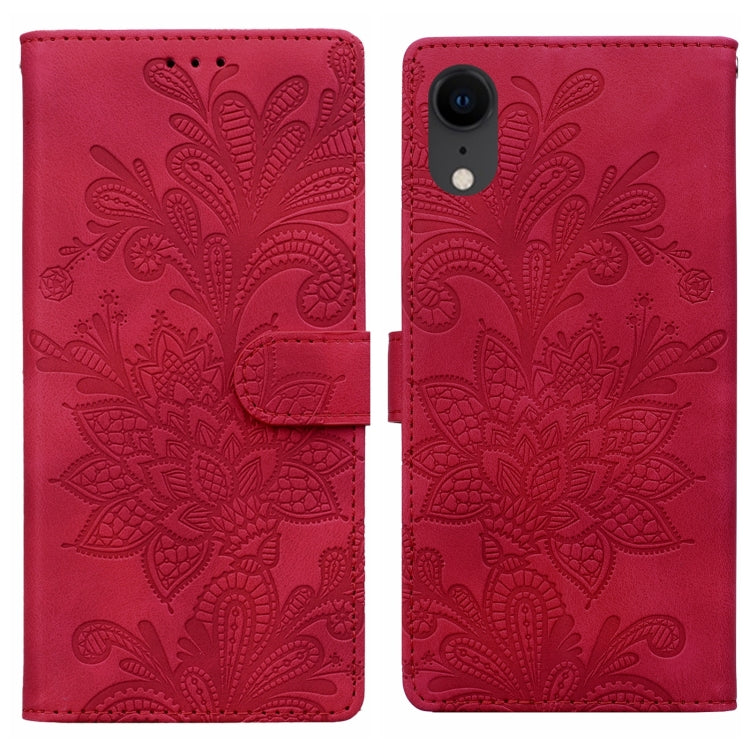 Lace Floral Embossed Magnetic Buckle PU Phone Case With Wrist Strap, For iPhone 11, For iPhone 11 Pro, For iPhone X / XS, For iPhone XR, For iPhone XS Max, For iPhone 6 Plus / 7 Plus / 8 Plus