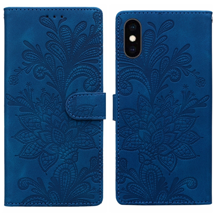 Lace Floral Embossed Magnetic Buckle PU Phone Case With Wrist Strap, For iPhone 11, For iPhone 11 Pro, For iPhone X / XS, For iPhone XR, For iPhone XS Max, For iPhone 6 Plus / 7 Plus / 8 Plus