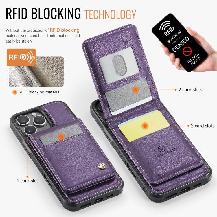 JEEHOOD J06 British Style RFID MagSafe Card Bag PU Phone Case, For iPhone 16 Pro Max, For iPhone 16 Pro, For iPhone 16 Plus, For iPhone 16, For iPhone 15 Pro Max, For iPhone 15 Pro