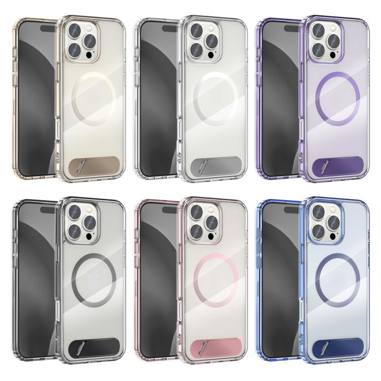 Clear PC Hybrid TPU MagSafe Phone Case with Holder, For iPhone 15 Pro, For iPhone 15, For iPhone 14, For iPhone 14 Pro, For iPhone 14 Pro Max