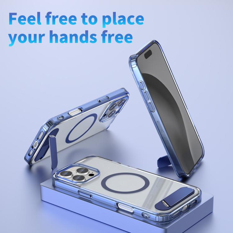 Clear PC Hybrid TPU MagSafe Phone Case with Holder, For iPhone 16 Pro Max, For iPhone 16 Pro, For iPhone 16 Plus, For iPhone 16, For iPhone 15 Pro Max