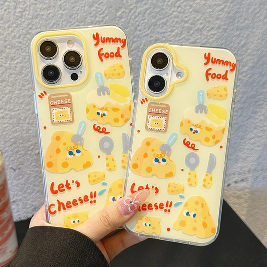 Double-sided IMD Cheese Printed TPU Phone Case, For iPhone 16 Pro Max, For iPhone 16 Pro, For iPhone 16, For iPhone 15 Pro Max, For iPhone 15 Pro, For iPhone 15, For iPhone 14, For iPhone 14 Pro, For iPhone 14 Pro Max, For iPhone 13 Pro Max