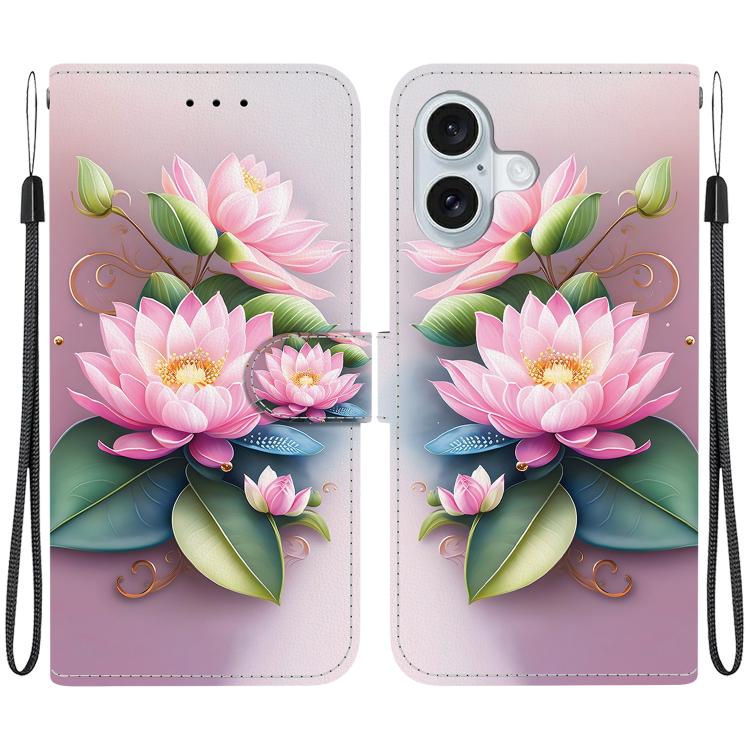 Crystal Texture Colored Drawing Leather Phone Case, For iPhone 16 Plus