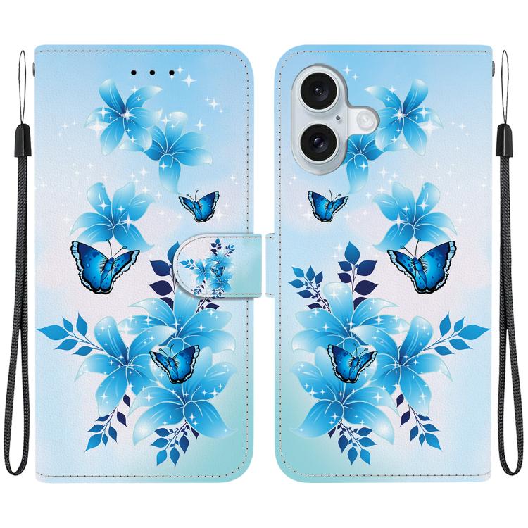 Crystal Texture Colored Drawing Leather Phone Case, For iPhone 16 Plus