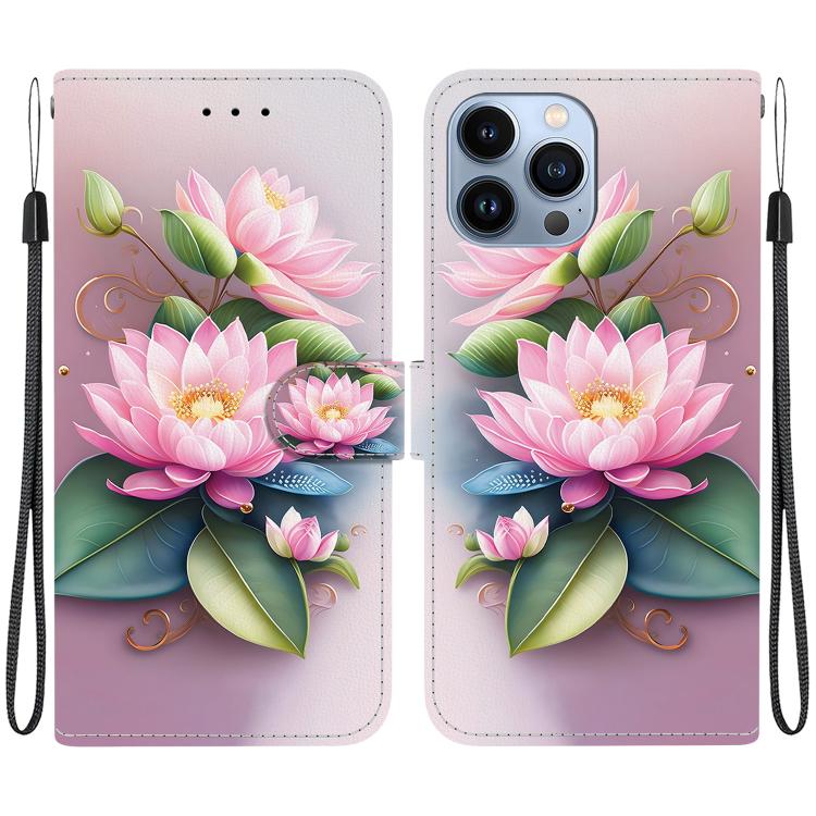 Crystal Texture Colored Drawing Leather Phone Case, For iPhone 15 Pro Max