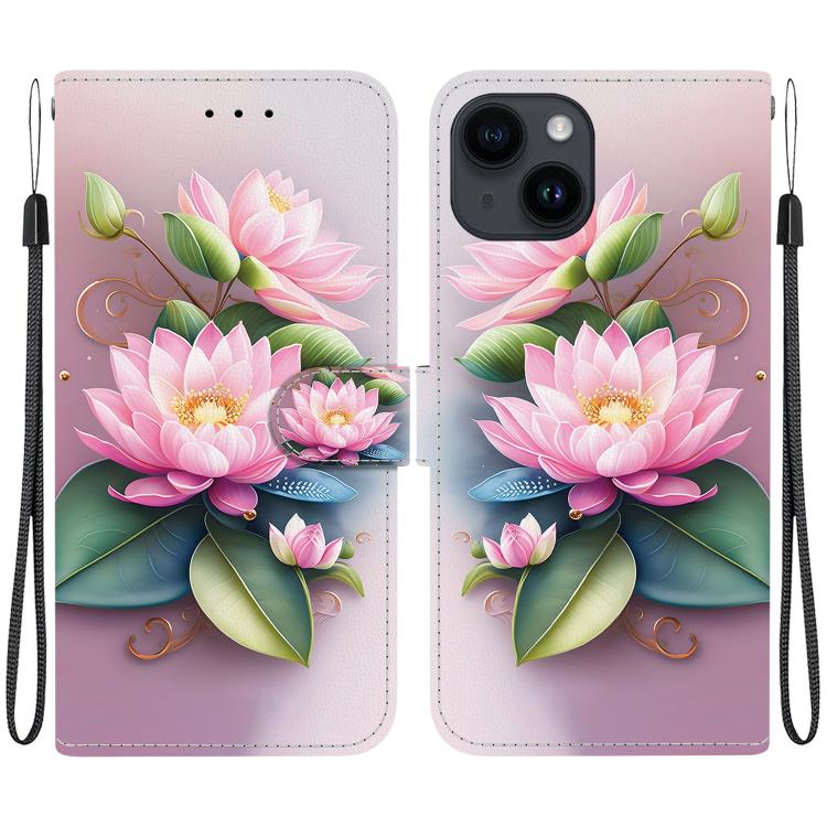 Crystal Texture Colored Drawing Leather Phone Case, For iPhone 15 Plus