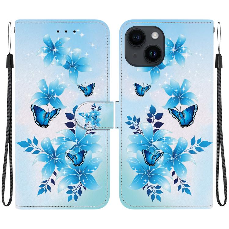 Crystal Texture Colored Drawing Leather Phone Case, For iPhone 15 Plus