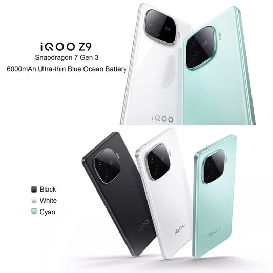 vivo iQOO Z9, Dual Back Cameras, 8GB+128GB, Face ID Screen Fingerprint Identification, 6.78 inch Android 14.0 OriginOS 4 Snapdragon 7 Gen 3 Octa Core 2.63GHz, OTG, NFC, Network: 5G, Support Google Play, vivo iQOO Z9, 8GB+128GB