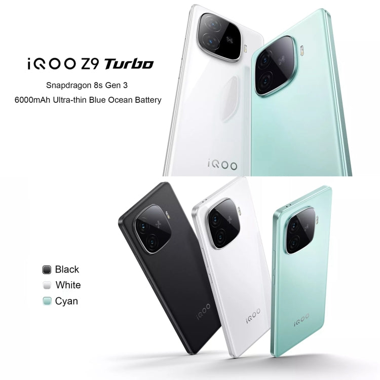 vivo iQOO Z9 Turbo, Dual Back Cameras, 12GB+256GB, Face ID Screen Fingerprint Identification, 6.78 inch Android 14.0 OriginOS 4 Snapdragon 8s Gen 3 Octa Core 3.0GHz, OTG, NFC, Network: 5G, Support Google Play, vivo iQOO Z9 Turbo, 12GB+256GB