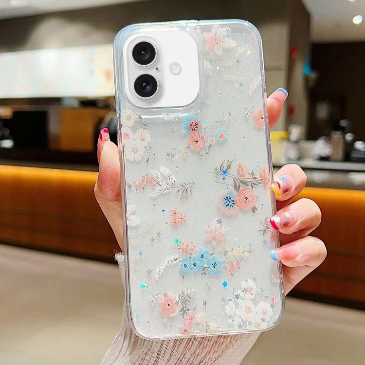 Fresh Small Floral Epoxy TPU Phone Case, For iPhone 16 Pro Max, For iPhone 16 Pro, For iPhone 16 Plus, For iPhone 16, For iPhone 15 Pro Max