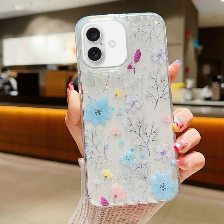 Fresh Small Floral Epoxy TPU Phone Case, For iPhone 16 Pro Max, For iPhone 16 Pro, For iPhone 16 Plus, For iPhone 16, For iPhone 15 Pro Max