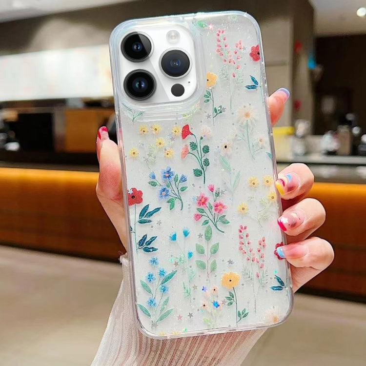 Fresh Small Floral Epoxy TPU Phone Case, For iPhone 16 Pro Max, For iPhone 16 Pro, For iPhone 16 Plus, For iPhone 16, For iPhone 15 Pro Max