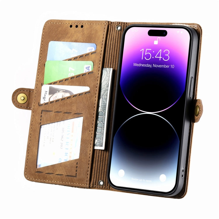 Geometric Zipper Wallet Side Buckle Leather Phone Case, For iPhone 14 Pro, For iPhone 14 Pro Max, For iPhone 7 / 8 / SE 2022, For iPhone 13 Pro Max, For iPhone 13 Pro