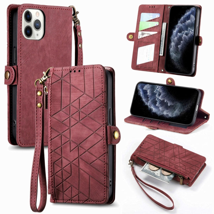 Geometric Zipper Wallet Side Buckle Leather Phone Case, For iPhone 11 Pro Max, For iPhone 11, For iPhone 11 Pro, For iPhone X / XS, For iPhone XR